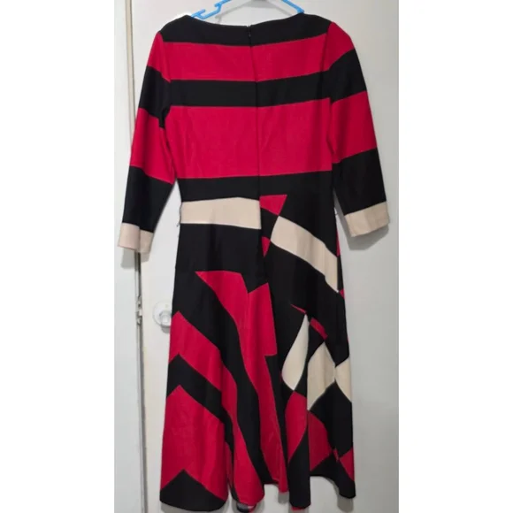 Women's Maison Tara‎ Dress Size 10 Red Black - Picture 7 of 7